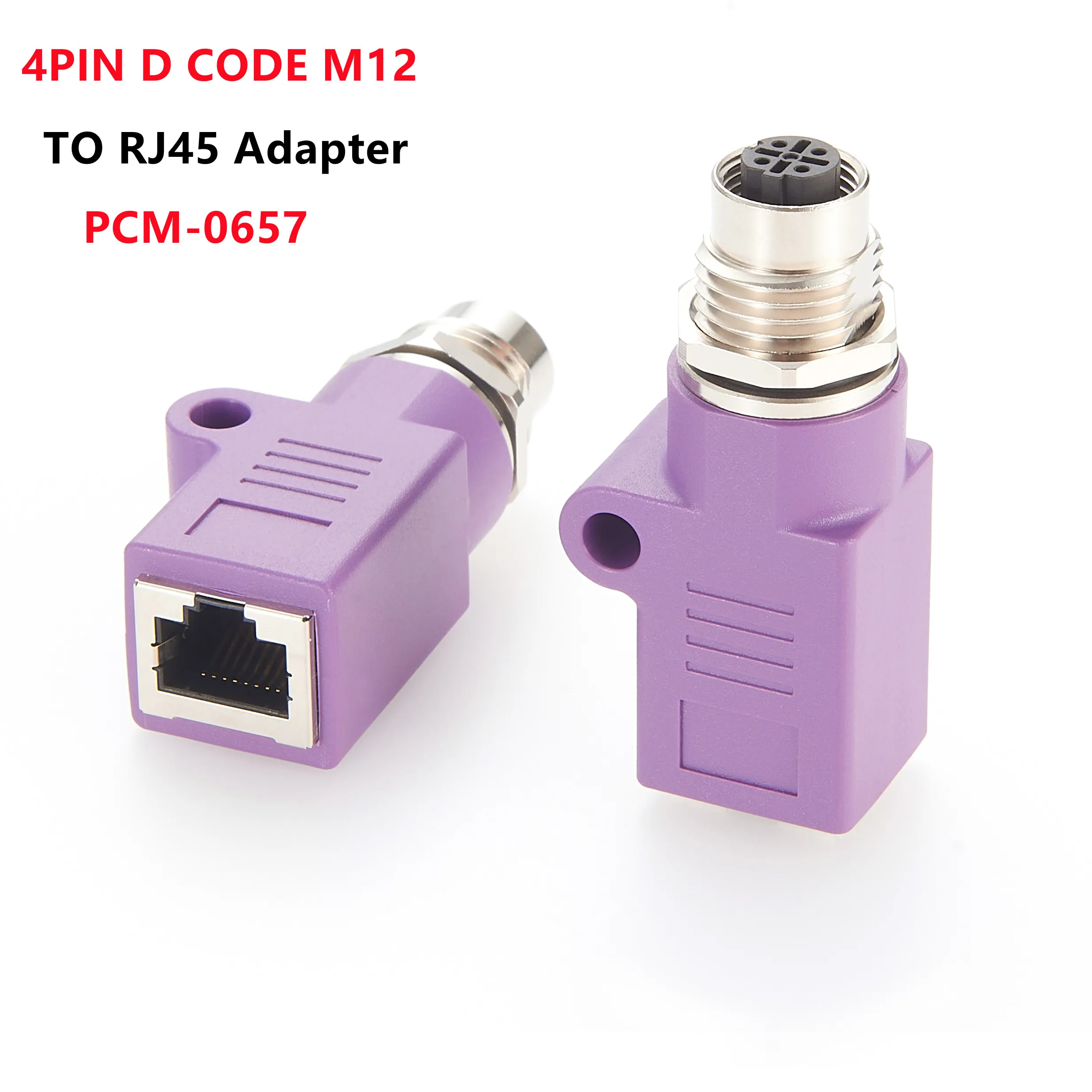 Profinet M12 4Pin D Code to RJ45 Cat5 Ethernet Feedthrough Socket Bulkhead Panel Mount Circular Connector for EtherCAT, Sensor