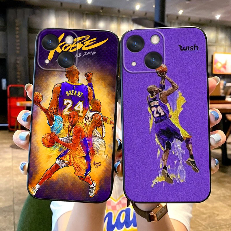 Basketball no-24 K-Kobe Phone Case For Apple iPhone 15 14 13 12 11 SE XS XR X 7 8 6 mini Plus Pro MAX Soft Black Cover