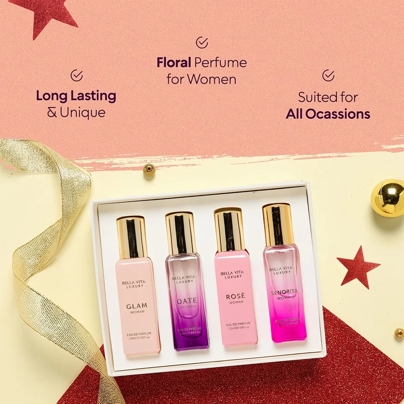 

Bella Vita Luxury Women's perfume Set Gift Box Floral and fruity fragrance Long lasting sweet fragrance Suitable for any venue