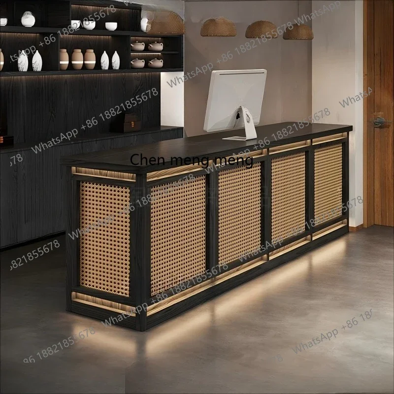 X Clothing shop, beauty salon checkout page Health center counter rattan, reception desk