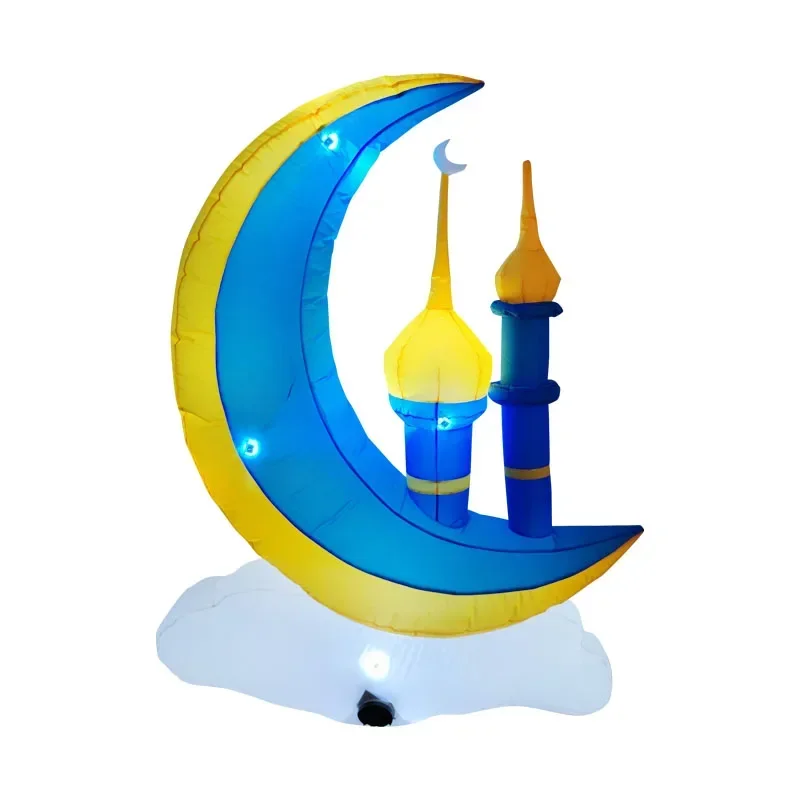 Décorations Lumineuses Gonflables en Forme de Lune pour le Ramadan Mubarak, Décor de Convocation Musulmane pour les Vacances, Pelouse, Cour, Jardin