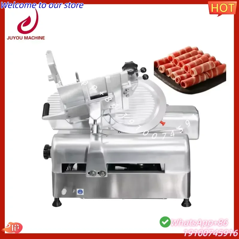 2026 Large Capacity Industrial Meat Slicer 12 Inch 220mm Blade 270W Motor 0-15mm Adjustable Slicing Thickness