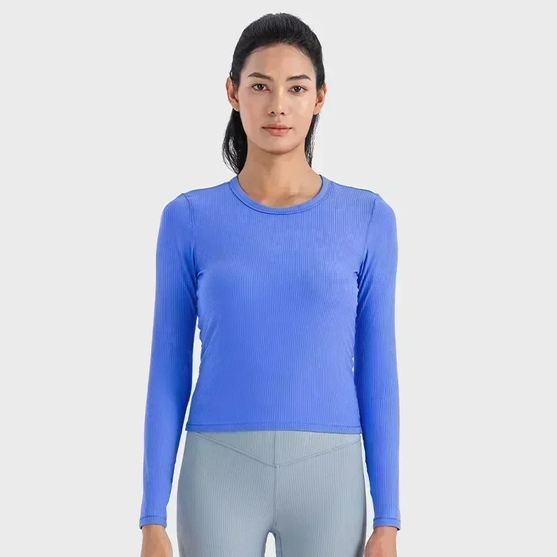 Lemon Women All It Takes Ribbed Sports Long Sleeve T-shirt Elastic Long Sleeve Shirt Breathable Quick Drying Running Fitness Top