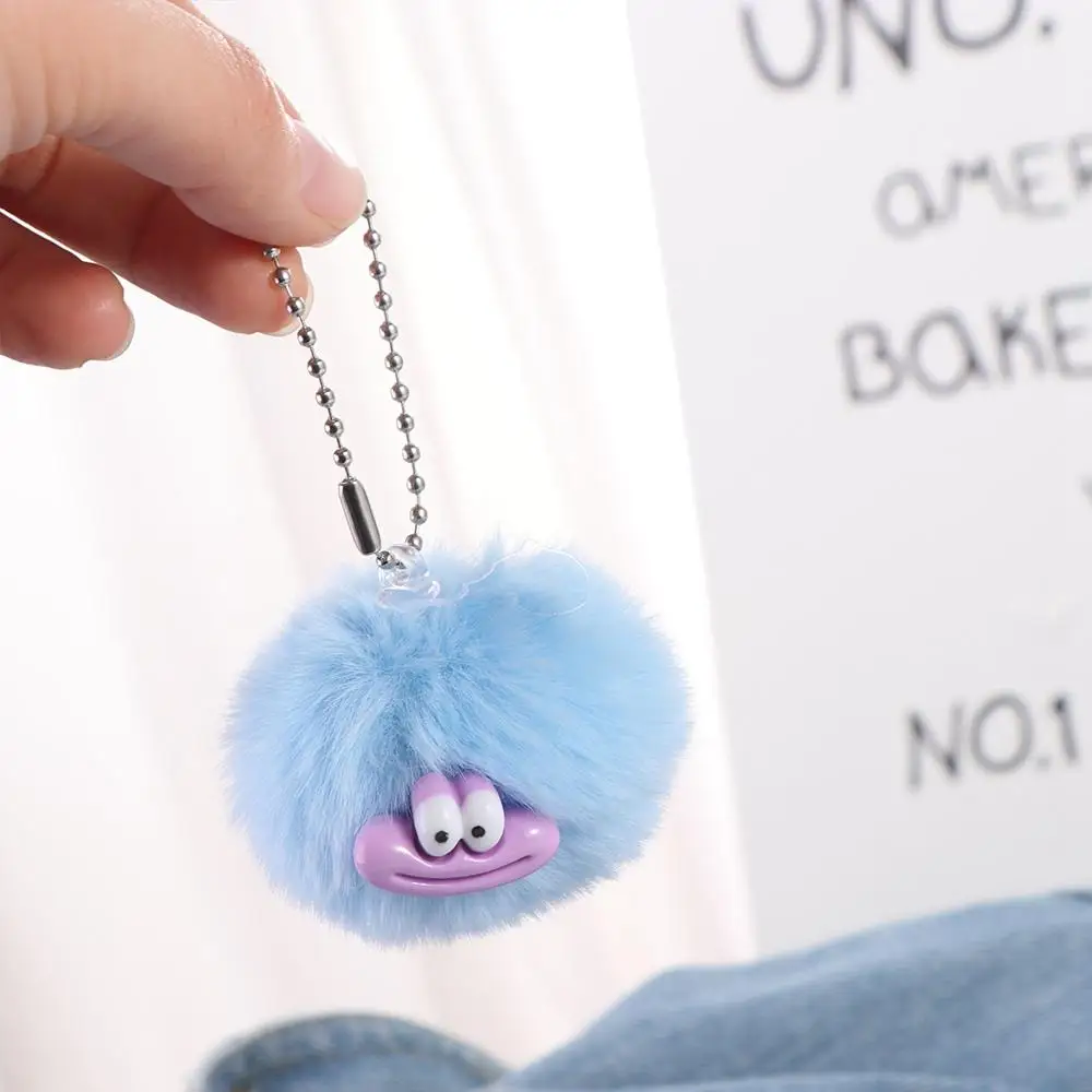 Cute Cartoon Funny Clown Keychain Plushies Mini Sausage Mouth Keyring Y2K Fluffy Big Mouth Pendant Girls