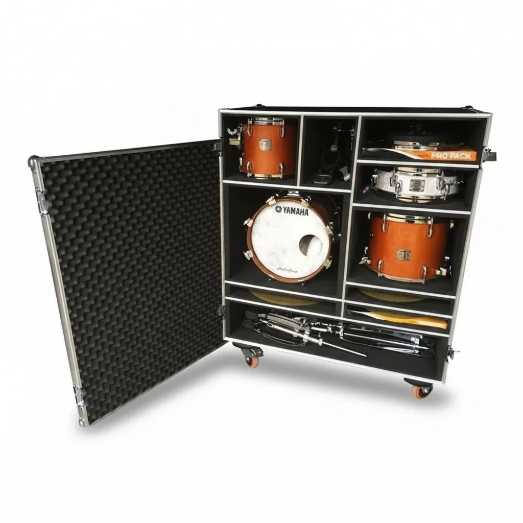 

Drum Flight Case, 9.5mm Hexagrip Aluminum Plywood ATA Case Drum Vault, fit for Drum Equipment, Hardware Tool Storage Road Case