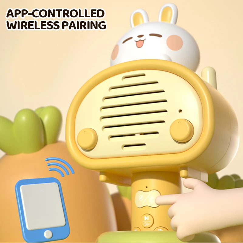 Children Wireless Microphone Speaker Rabbit Story Music Player Education Karaoke Singing Toys for Family Party Adult Gift