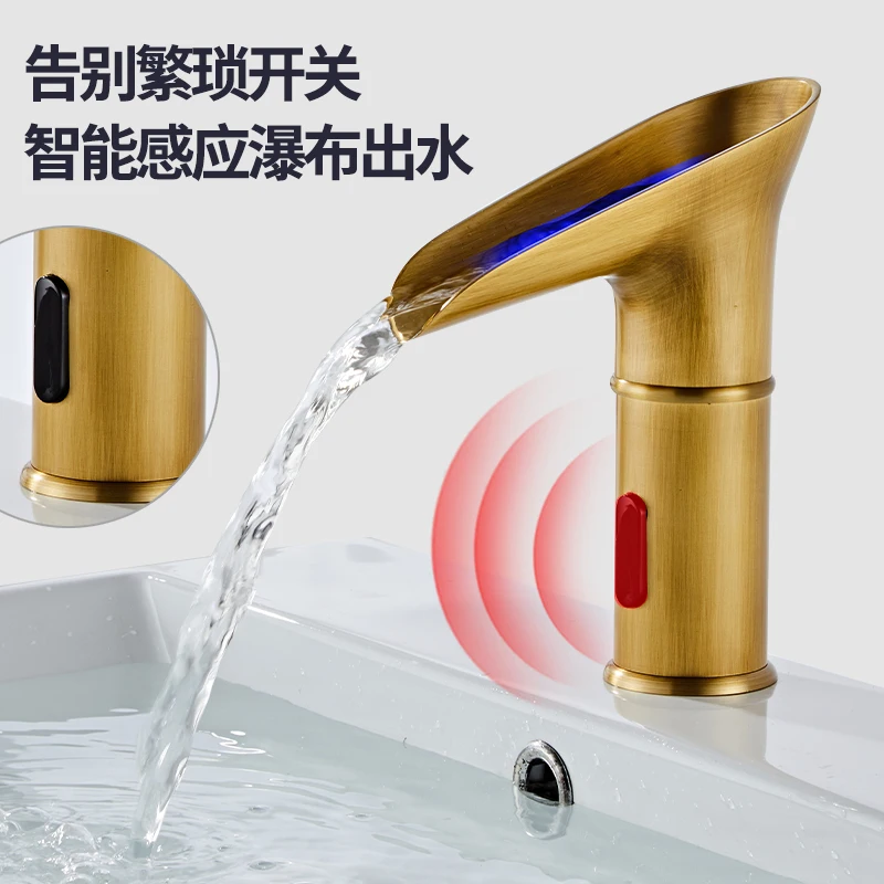 All copper automatic sensing faucet, basin, infrared intelligent bathroom sensing faucet, hot and cold water household use