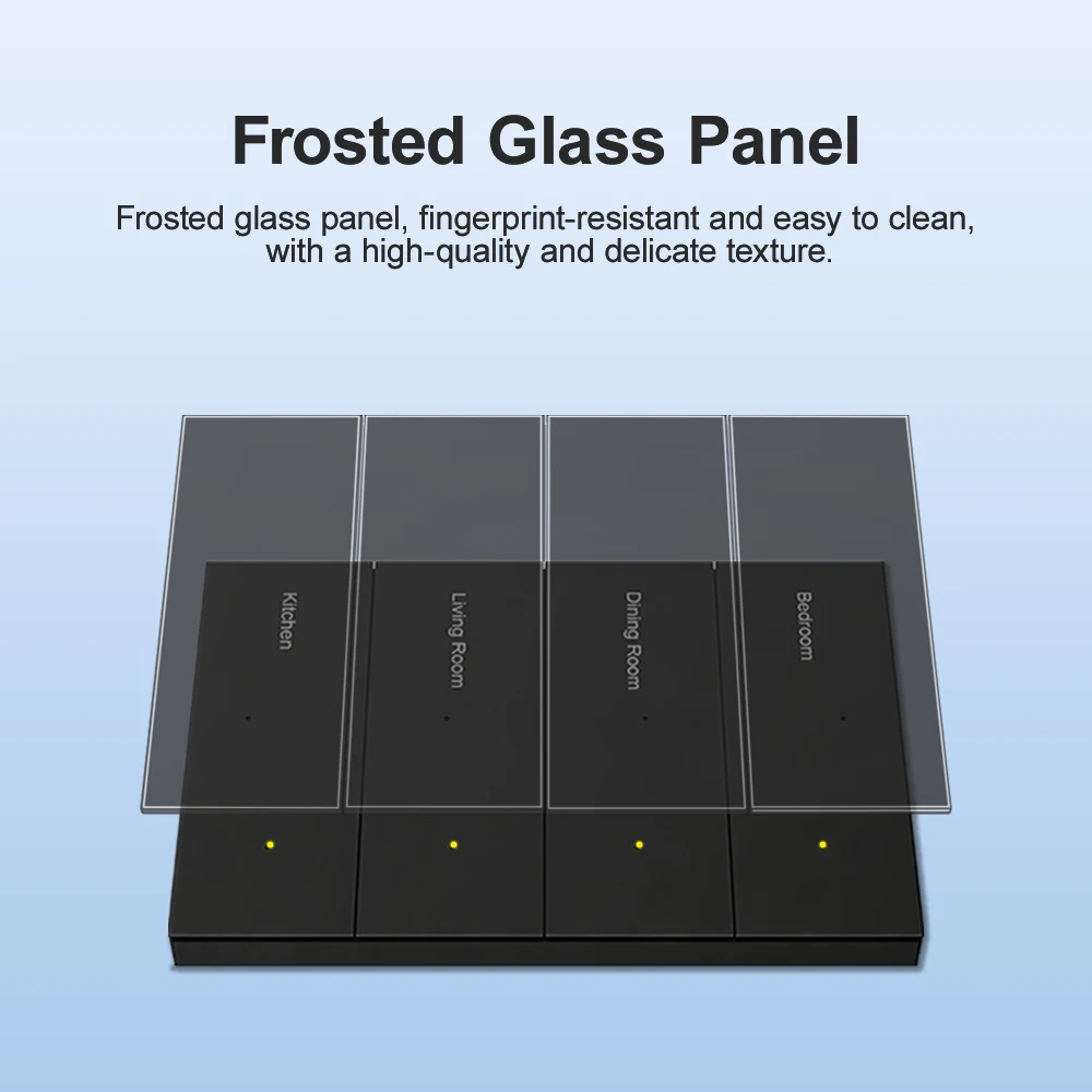 MANHOT Zigbee Smart DIY Name Switch 1/2/3/4/6/8Gang Smart Glass Panel Push Button Switch Smart Wall Switch Work With Tuya Alexa