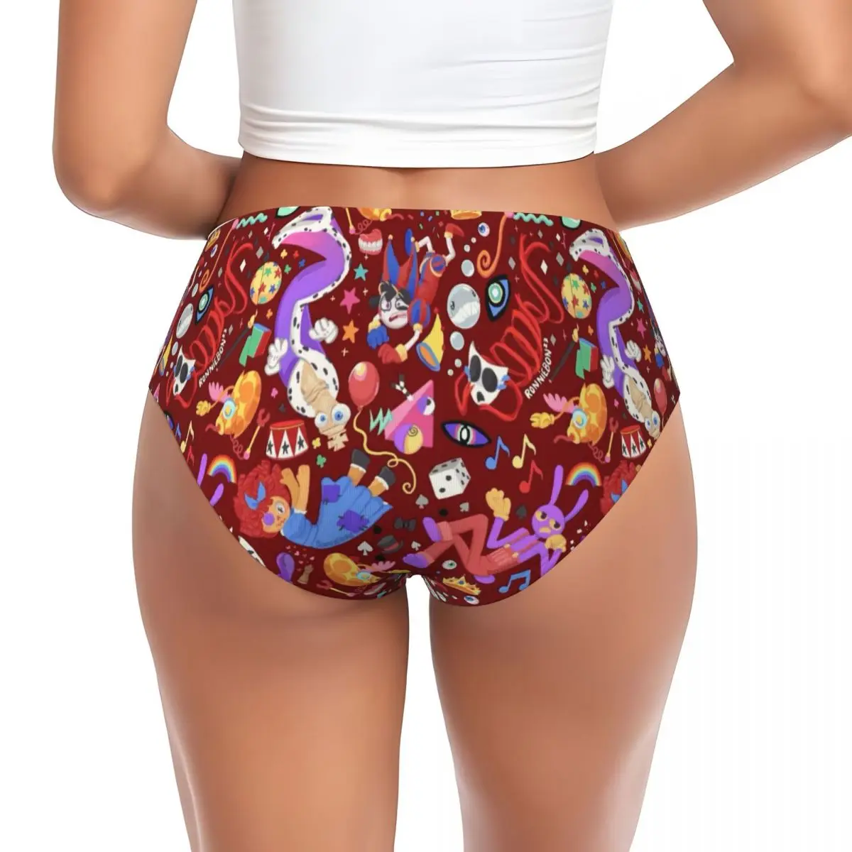 Custom Funny Cartoon The Amazing Digital Circus Brief Panties Womens Stretch Underwear