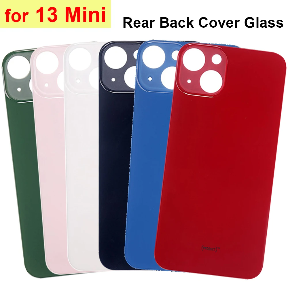 زجاج خلفي بفتحة كبيرة + غراء 3M لهاتف iPhone 13 غطاء خلفي صغير زجاجي بديل سريع غطاء بطارية الإسكان
