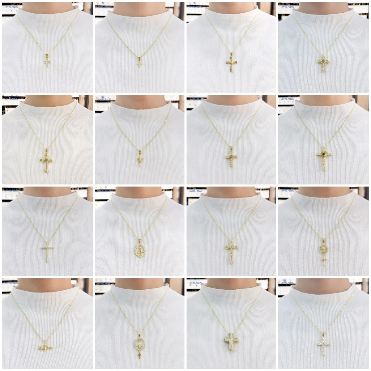 MHS.SUN 16 Styles Luxury Zircon Cross Pendant Necklace Fashion Unique Design Women 2025 New Gold Color Religious Jewelry Gifts