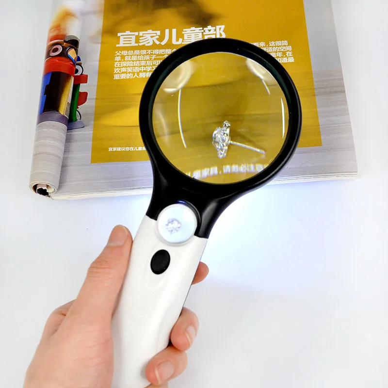 

40X Jewelry Magnifying Reading 3 LED Light Magnifier Glass Loupe 5X Handheld