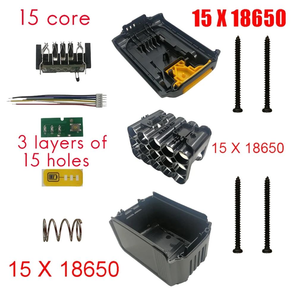 DCB200 15 x18650 batteria agli ioni di litio custodia in plastica PCB protezione di ricarica scatola del circuito per DeWalt 18V 20V DCB203 DCB204