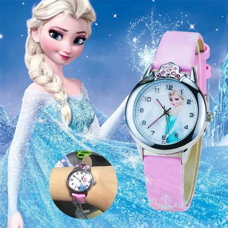 Relojes Disney para niños y niñas, reloj de princesa Elsa Frozen Sophia para niños, reloj de cuarzo para mujer, regalo de Navidad ﻿