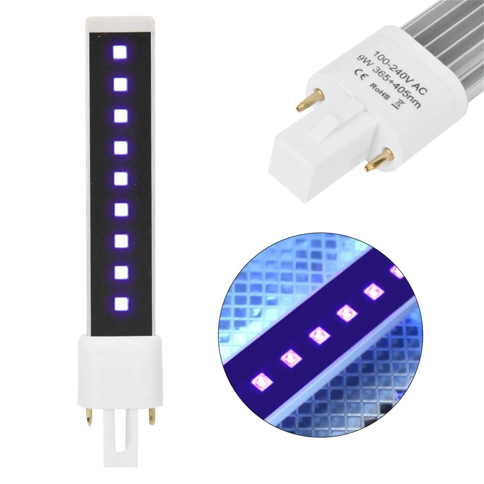 UV LEDランプ付きネイルドライヤー,交換用チューブ,9ビーズ,365, 405nm, 9W