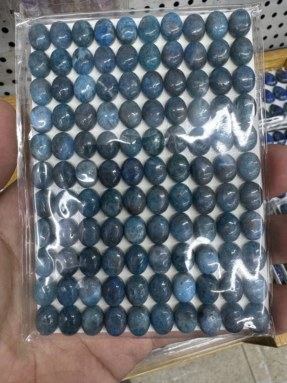 Wholesale 5pcs/pack Blue Apatite Bead Cabochons 12x16mm 13x18mm Oval Gemstone Jewelry Ring Face Cabochons
