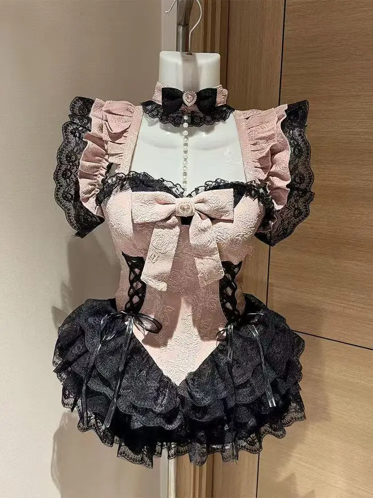 

НОВИНКА 2025: Платье-сарафан в студенческом стиле, нежное и дерзкое, с девичьим шармом, омолаживающее, нишевый дизайн, короткая юбка с бантом