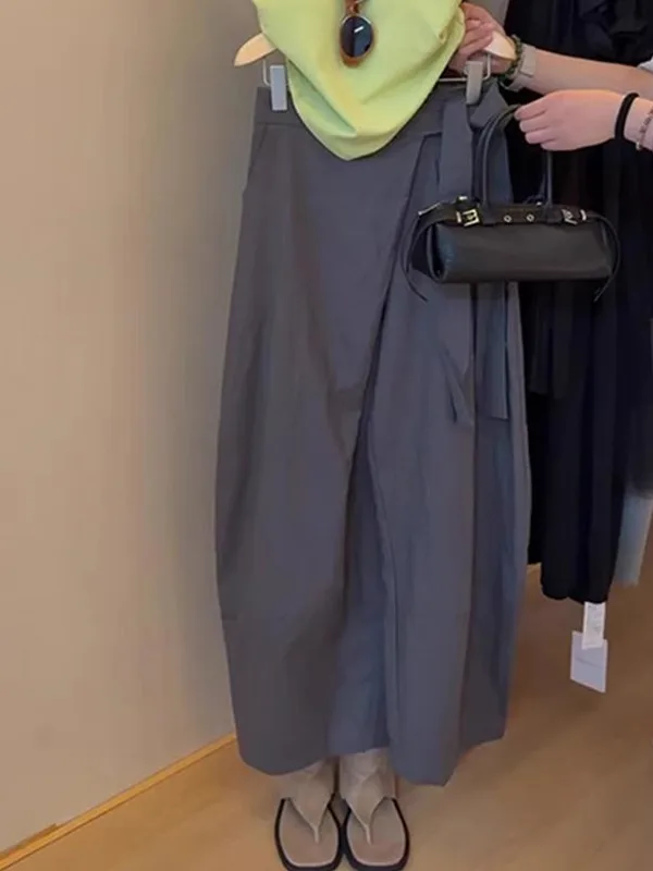 

Deep Grey High Waist Casual Suit Pants Women Summer Thin Straight Leg Loose Drapey Wide Leg Long Trousers Commute Style