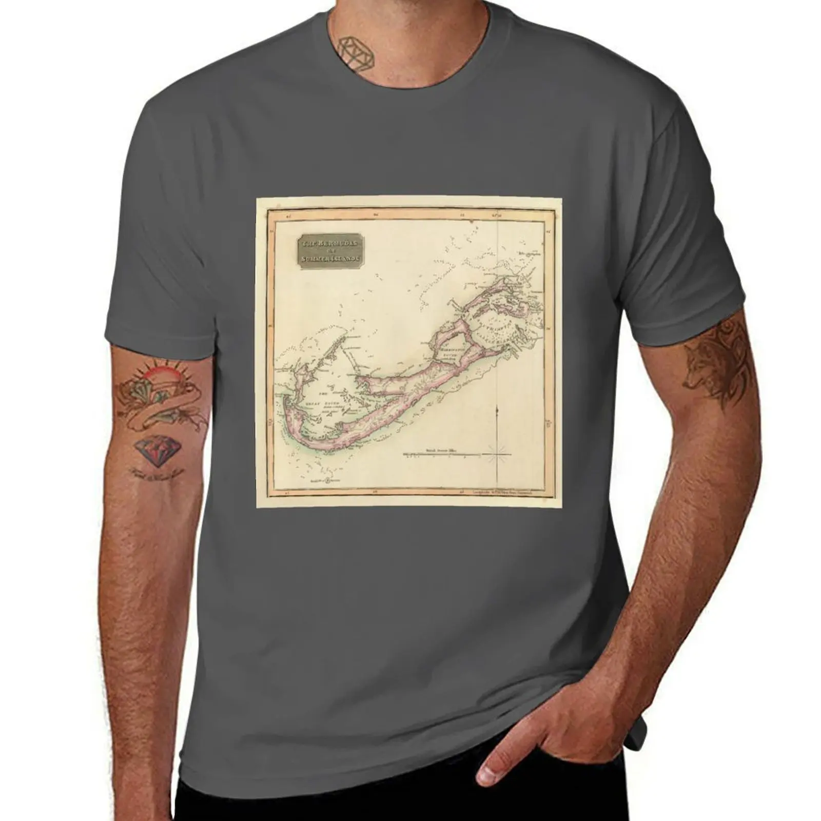 Vintage Bermuda Map (1816) T-Shirt graphic tee shirt valentines boutique clothes shirts men graphic