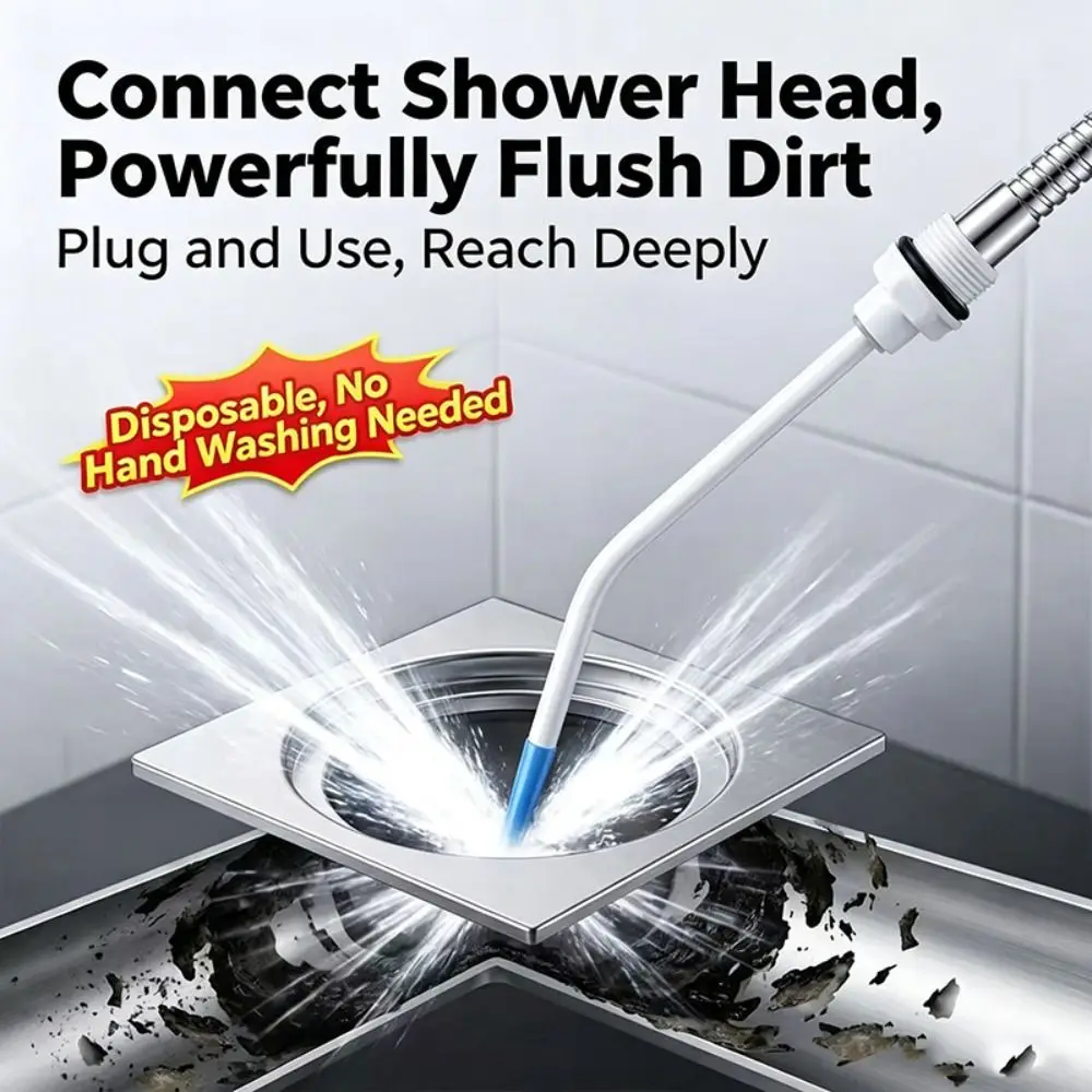 Universal 1/2inch High Pressure Cleaning Nozzle Plastic Concentrated Water Jet Toilet Cleaning Nozzle Extended Curved Tube