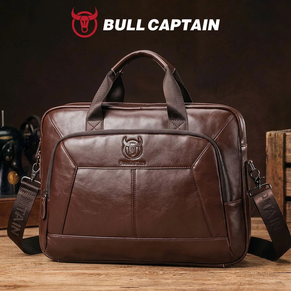 

Мужская деловая сумка-портфель BULLCAPTAIN из натуральной кожи для ноутбука, большая вместимость, модная наплечная сумка-кроссбоди для документов