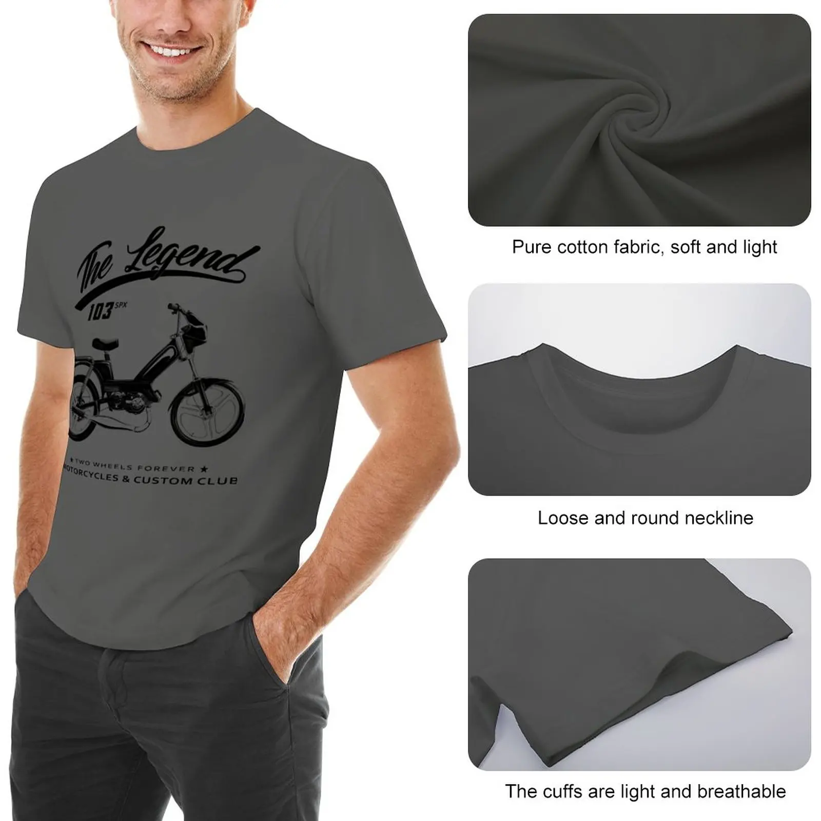 T-shirt en coton à col rond pour hommes, vêtements à la mode, humour, cyclomoteur, éventuelles X, 103