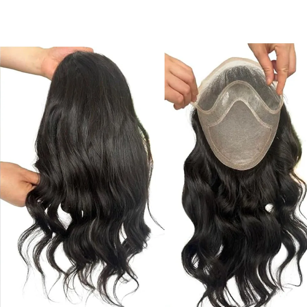 

12-дюймовый длинный парик из человеческих волос для мужчин, свободная волна, система замены волос 10 x 8 дюймов, шиньоны, натуральная линия волос, кружево спереди