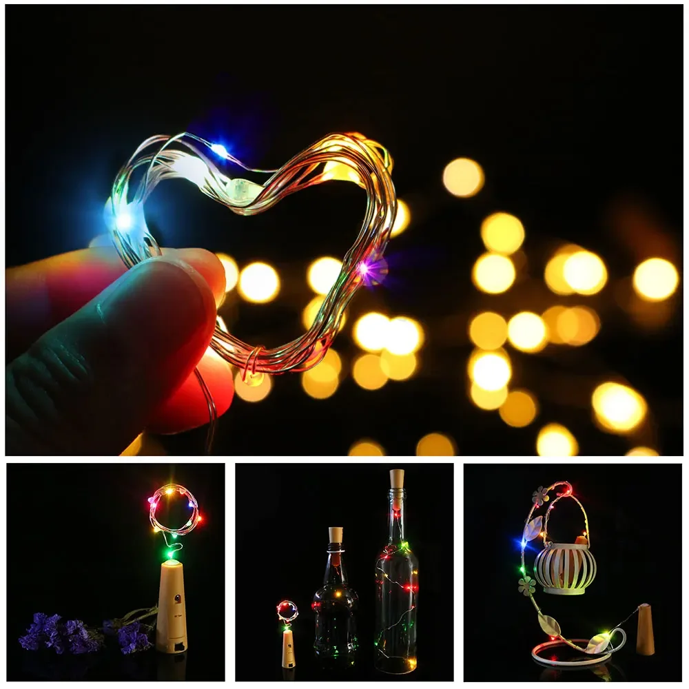 Waterproof Wine Bottle Lights 2M 20LEDs String Lights Fairy Copper Wire Holiday Wedding Party Lighting