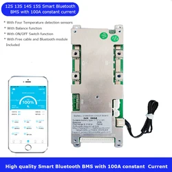 Bluetooth smart BMS z prądem stałym 100A nadaje się do 36V 11S 12S 13S 48V 14S 15S bateria litowo-jonowa z oprogramowaniem