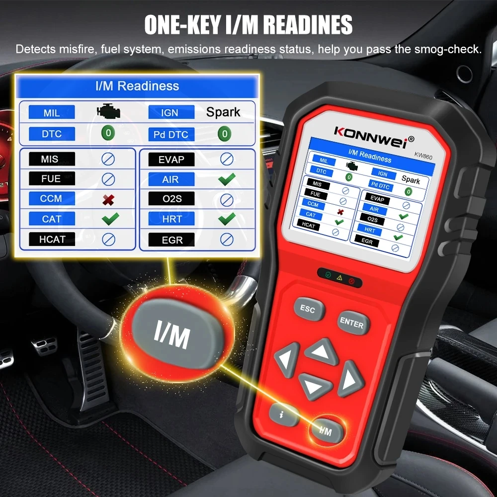 Professional OBD2 Diagnostic Scanner Tool, Automotive OBD2 EOBD Funtion Check, Engine Code Reader for All Cars after 1996, KW860