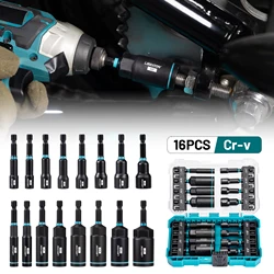 16PCS Magnetic Nut Driver Set, 1/4