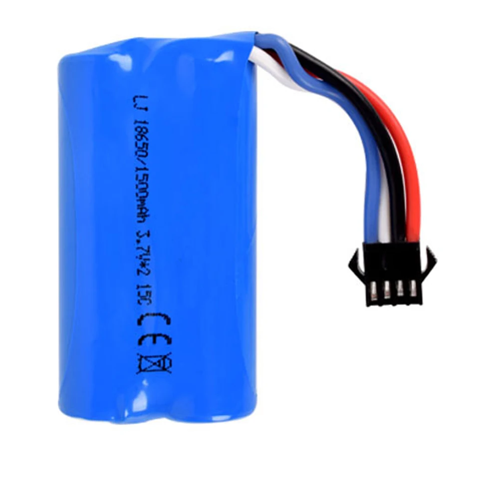 7.4V 1500mAh 15C 18650 akumulator litowo-jonowy SM-4P wtyczka dla RC HQ961 962 UD1902 1002 zabawki samochody łodzie model baterii 3.7V * 2 2S dla HQ