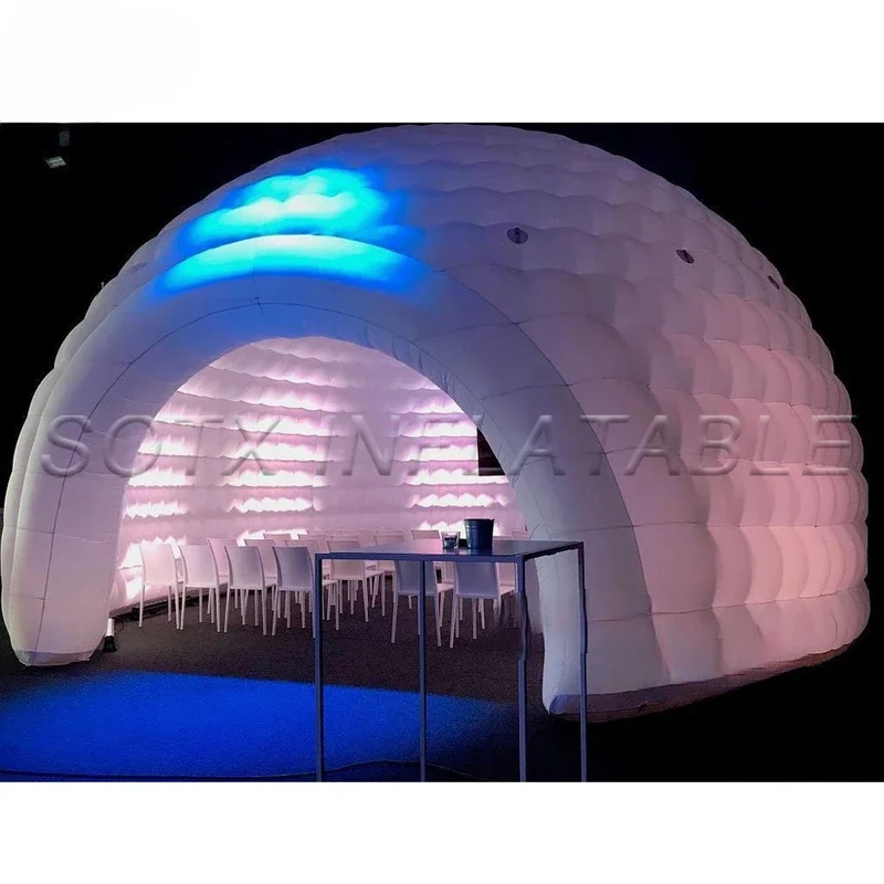 Tenda a cupola gonfiabile Oxford per esterni con luci a LED, tenda igloo gonfiabile bianca per eventi di feste