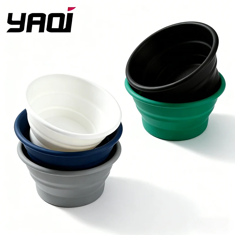

2026 Yaqi Black/Gray/White/Blue/Green Color Collapsible Silicone Shaving Bowl for Mens Travel Accessories Tool