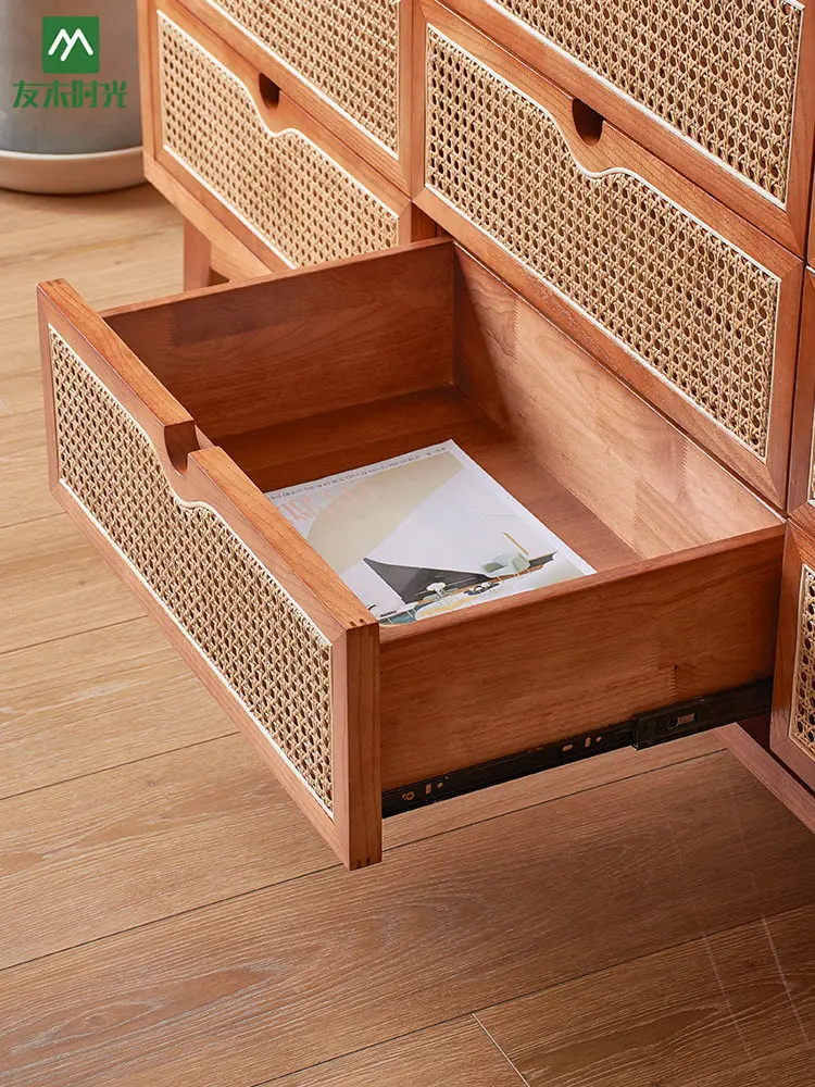 LH1 rattan storage cabinet simple living room wall drawer storage nine chest cabinet