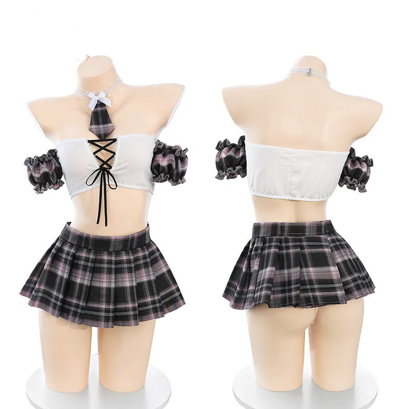 Hot Sexy Lingerie Campus Minigonna JK Costume Esports Uniforme Trasparente San Valentino Donna Passione Estate Per Il Vestito da Studente