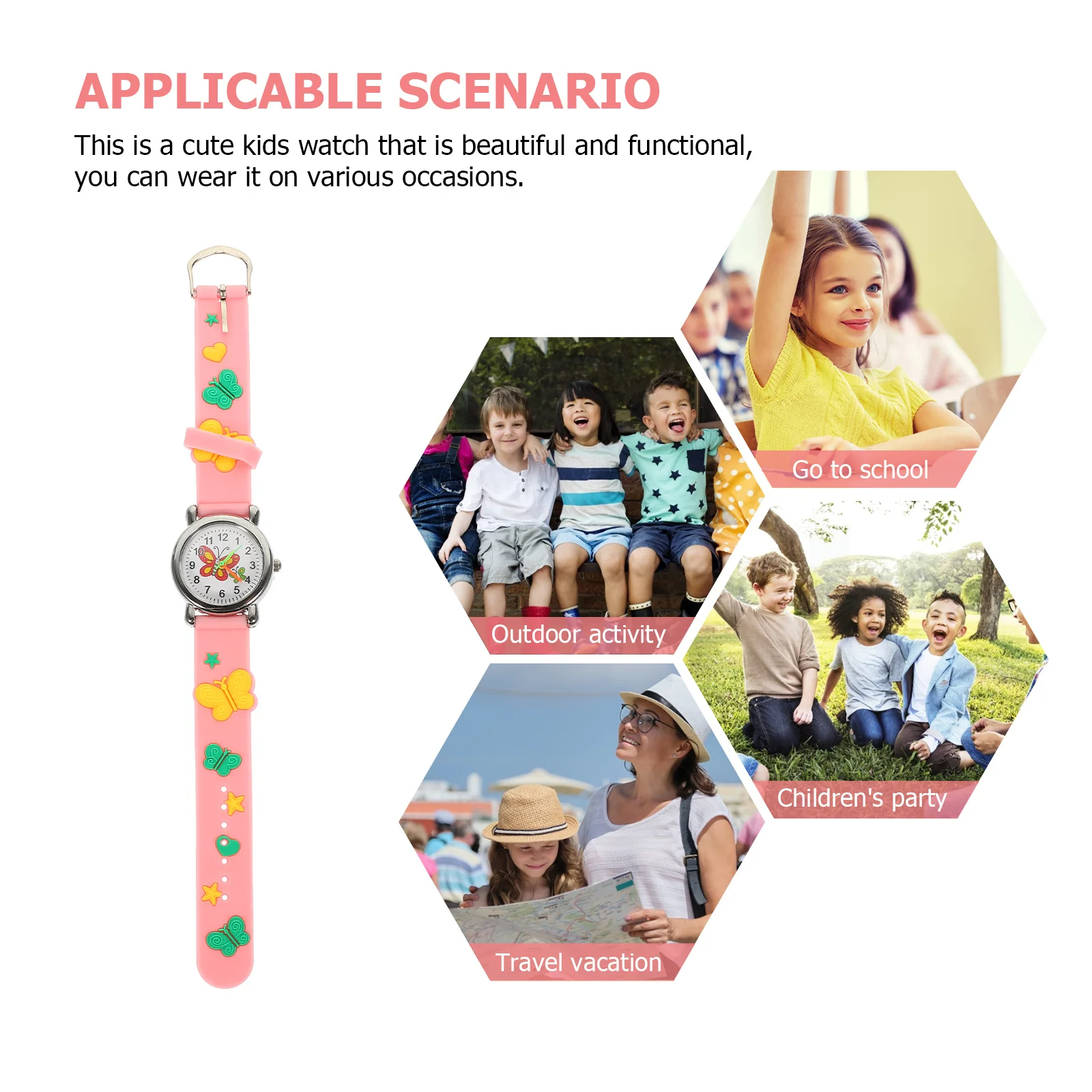 

Butterfly Pattern Kids Cartoon Watch Bright Color Children'S Wristwatch For Students Toddlers Portable Time Learning Gift