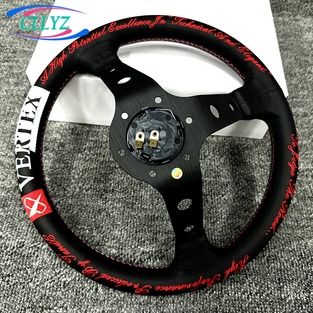 12.5inch 320mm Racing Drift Steering Wheel Real Leather Deep Dish VERTEX Sim Embroidery JDM Car Accessories view 3
