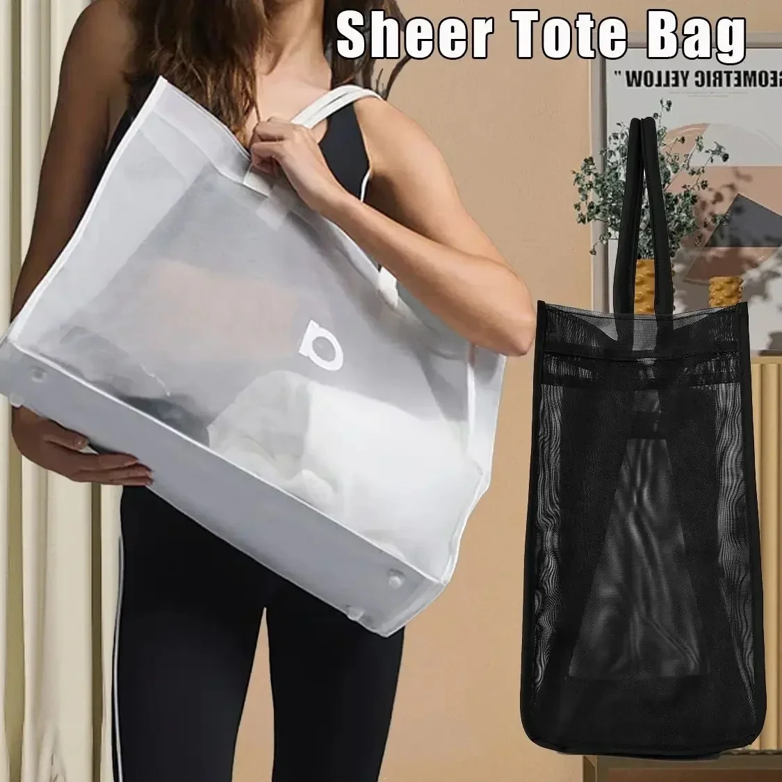 

2025 New Transparent Mesh Handbag Fashion Storage Bag Running Sports Large Capacity Shoulder Bag