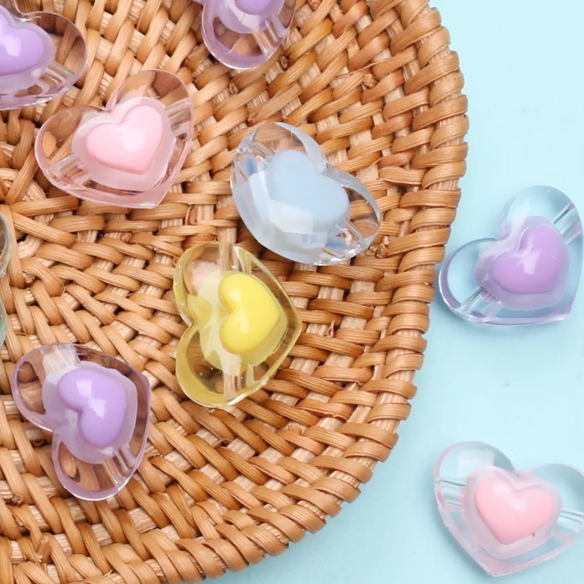 13*17mm 10Pcs Candy Color Transparent Love Heart Loose Beads DIY Crafts Necklace Bracele For Jewelry Making Handmade Material