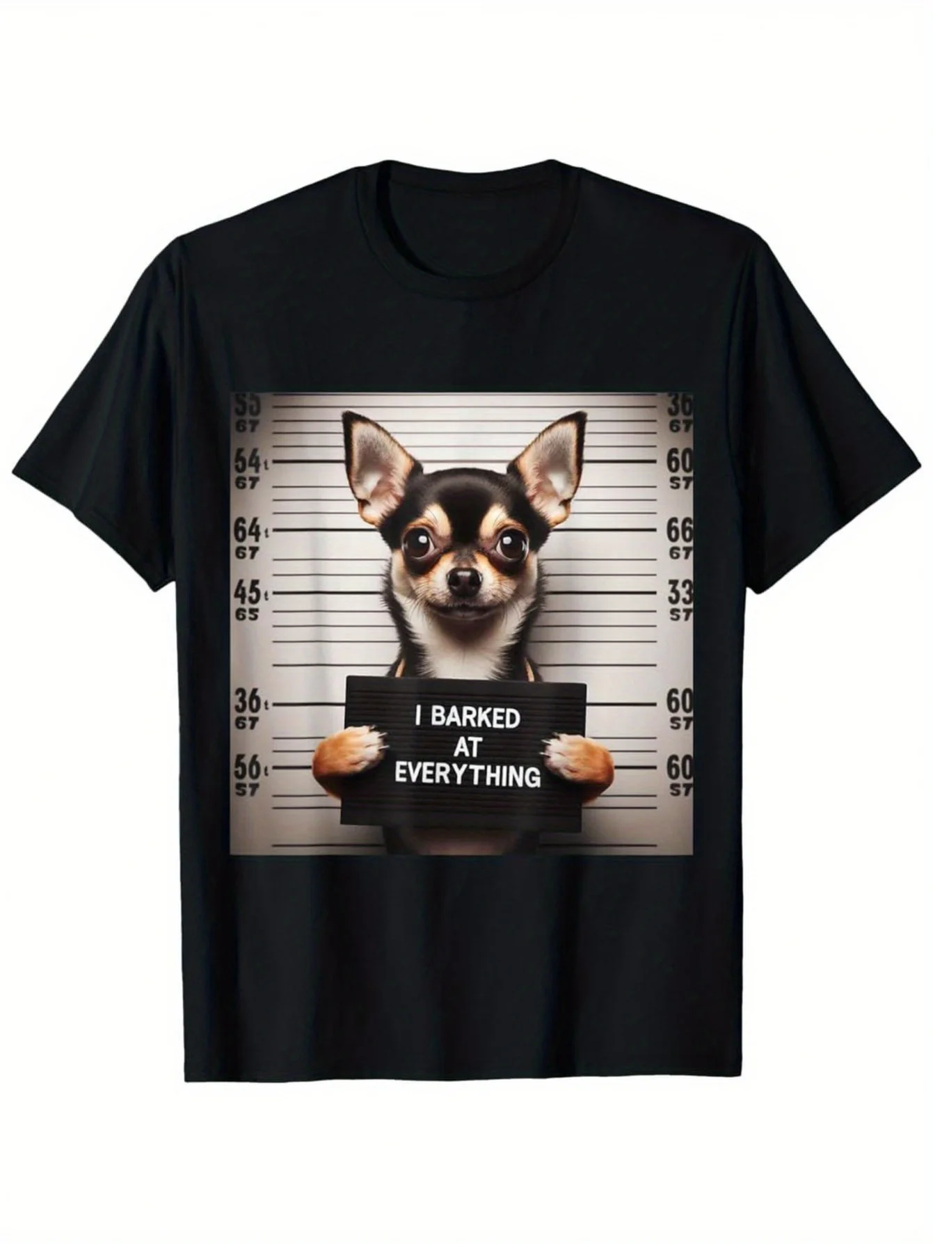 Funny I Barked at Everything Chihuahua Graphic T-Shirt for Men, Women  - Cute Chihuahua Dog with Bark Marks, Geometric Casual Summer Loose Fit Round Neck Tee for Pet Lovers