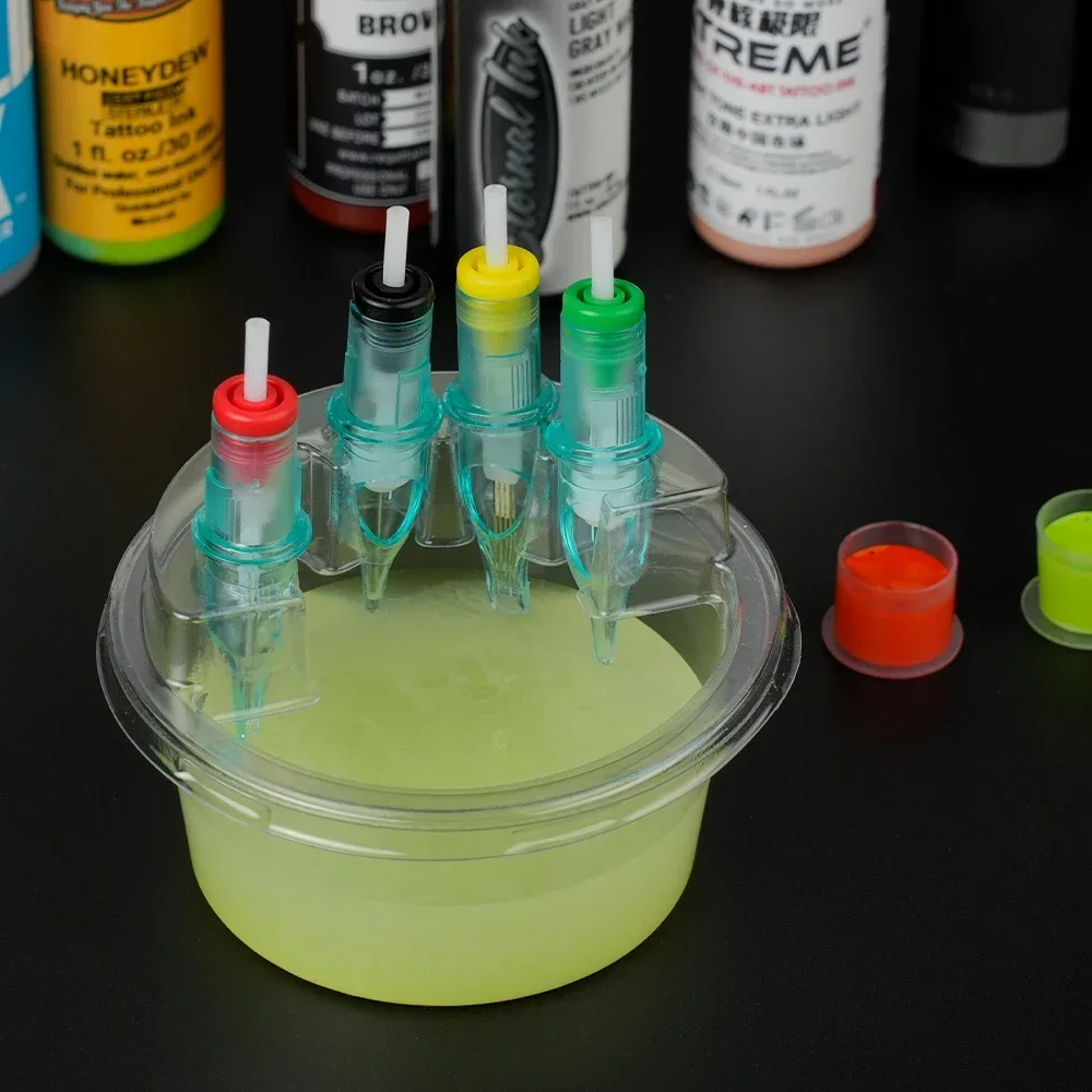 20pcs/Box Cartridge Needle Cup Holder Disposable Tattoo Needle Mouth Dip Foam Sterilized Tattoo Needles Cleaning Cup Supplies
