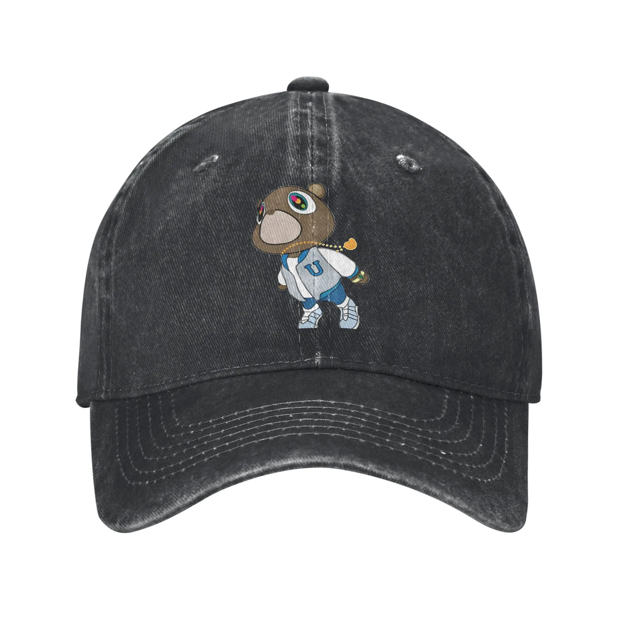 Vintage Kanye West Graduation Bear Baseball Cap for Men Women Distressed Denim Snapback Cap  Outdoor Activities Gift Hats Cap