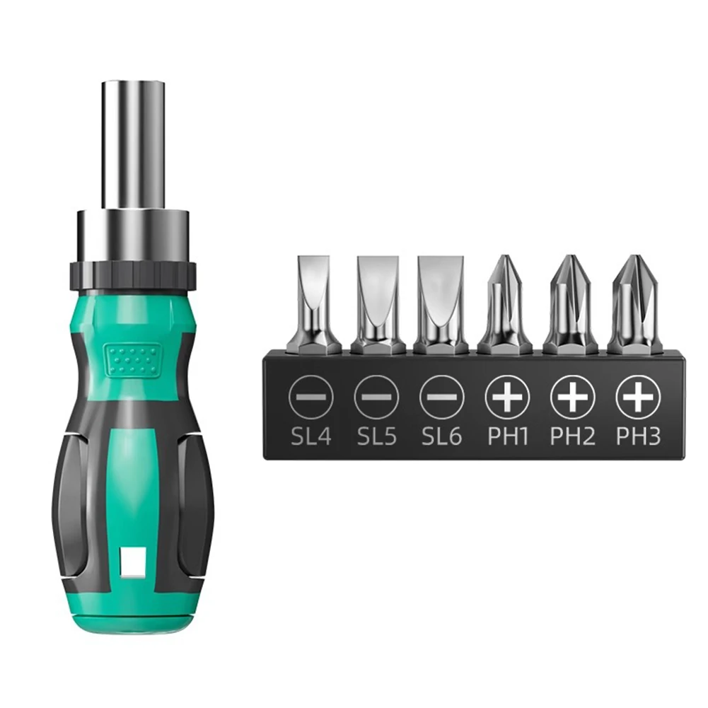 

Набор отверток с храповым механизмом и 6 шт. отвертка с крестообразным шлицем, многофункциональные инструменты для ремонта, отвертки с нескользящей ручкой