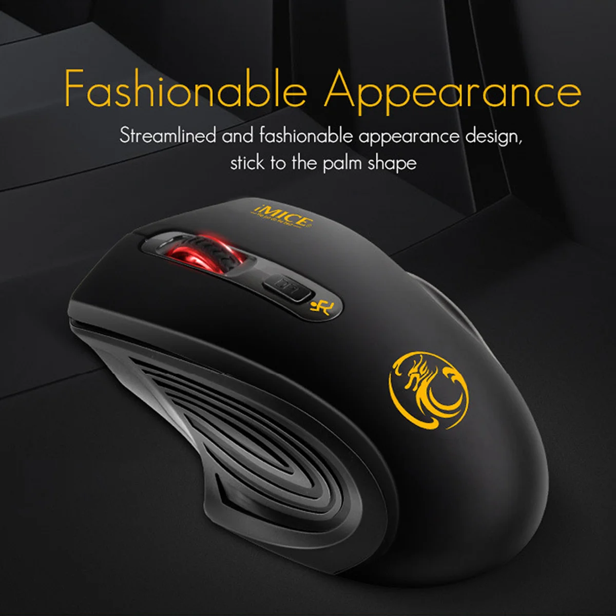 IMICE G-1800 2.4G USB Black Wireless Mouse Business Office  4 Button Gaming Mouse Sound off Adjustable Sensitivity