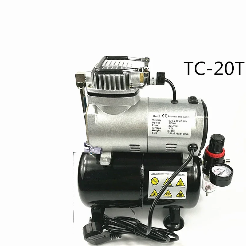 TC20T Small Air Compressor Silent Furniture Leather Repair Manicure Model Coloring Airbrush Air Pump good