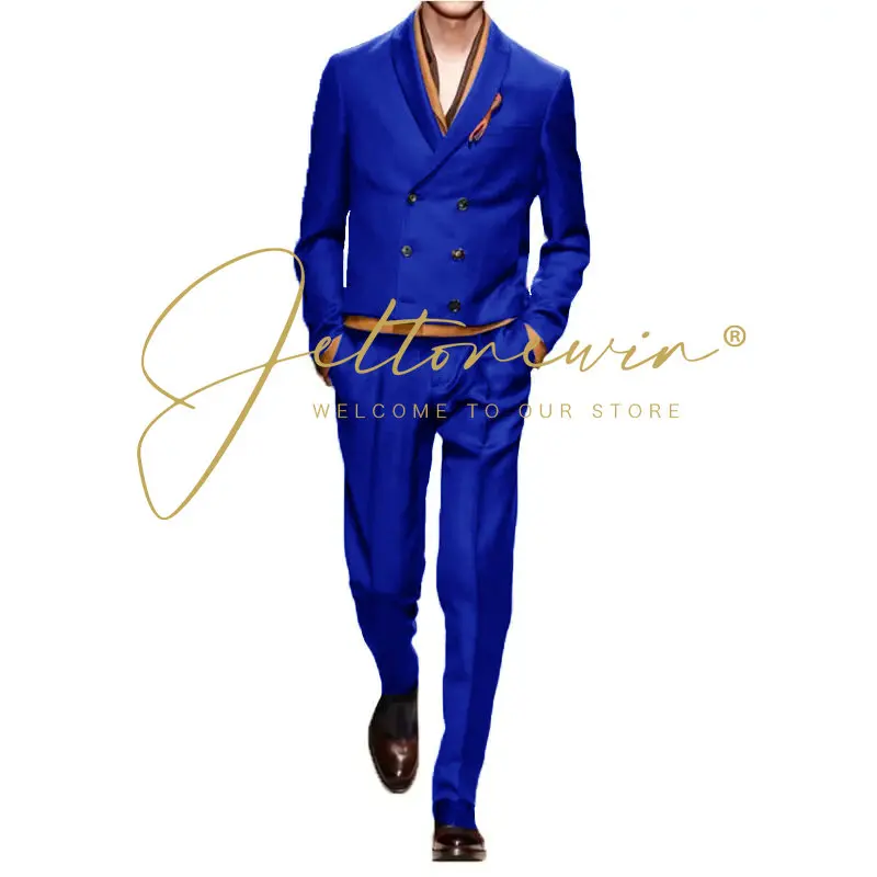 Latest Coat Pant Design 2025 Double Breasted Suits Men 2 Piece Set Formal Tuxedo Slim Fit Men Clothing Wedding Prom Dresses