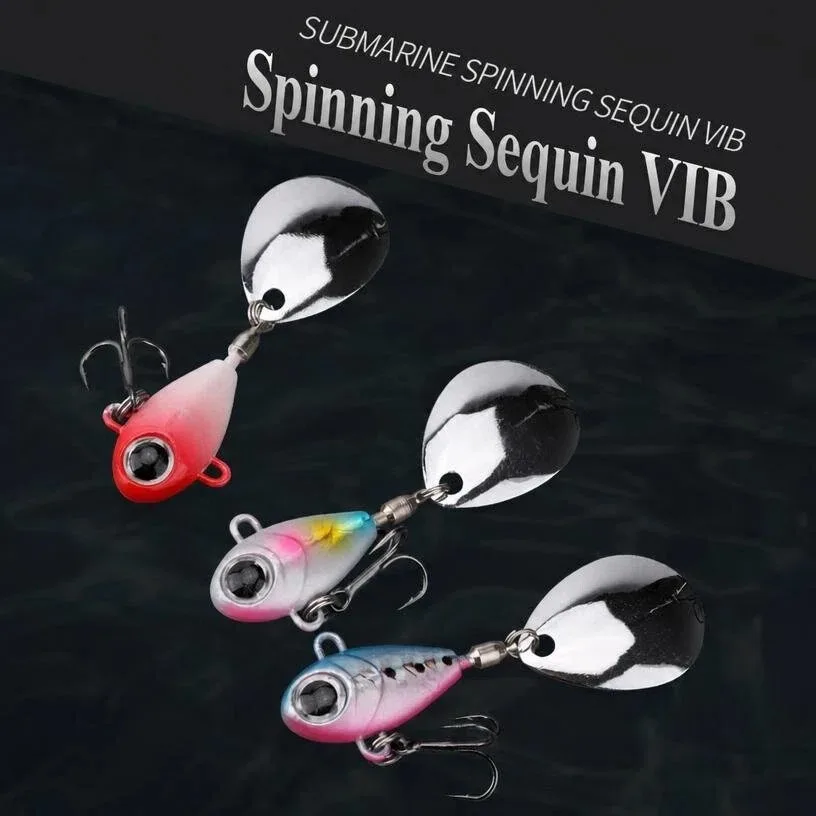 1 Stück 8g/10,5g/13g Mini VIB Spinner Jig Angelköder Metall-Hartköder mit Drehglitter und Dreifachhaken Künstlicher Köder – Detail 9