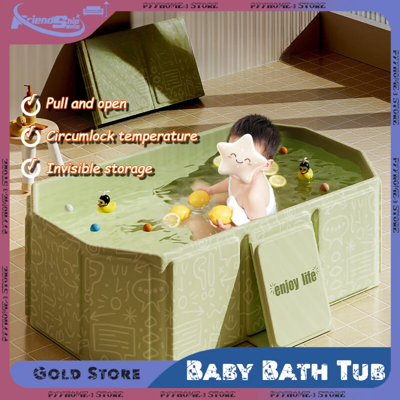 Foldable Baby Bath Tub Durable PVC Large Bathtub for Newborns and Infants Portable Bathing Bucket for Indoor and Outdoor Use