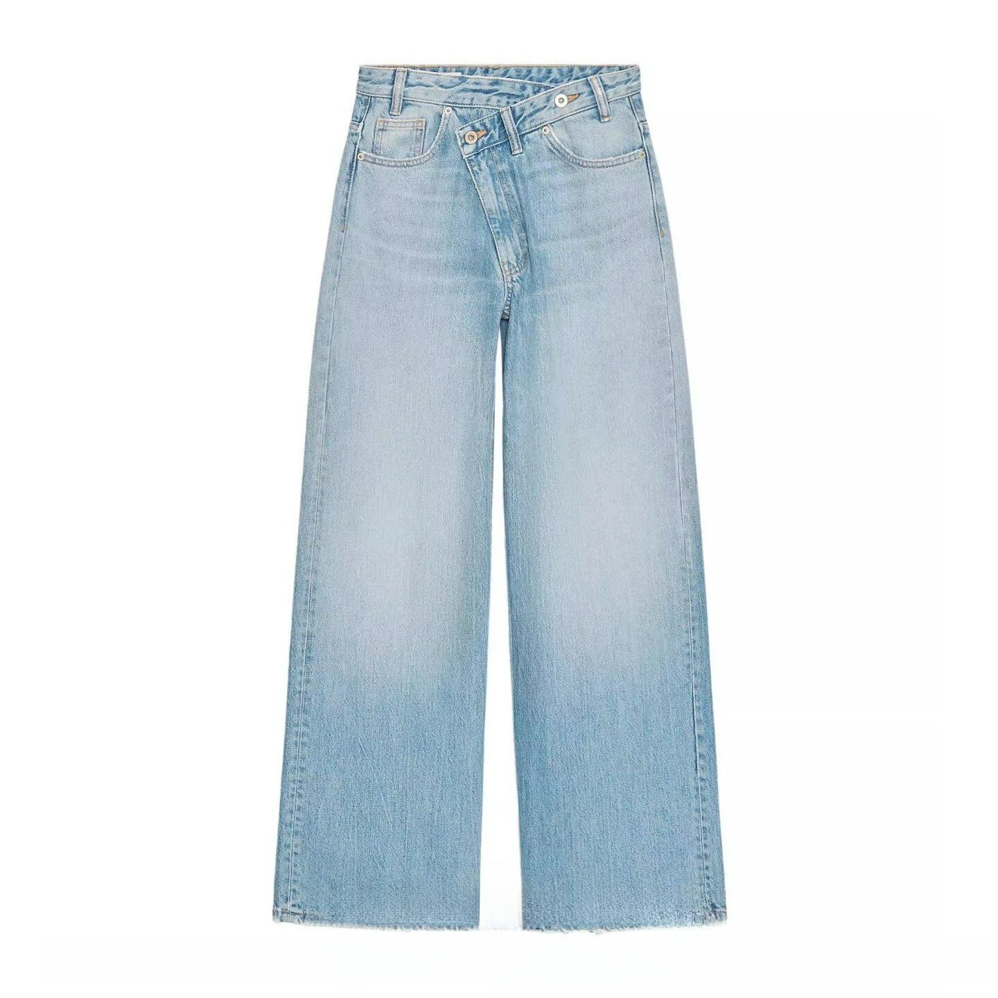 

High Waist Cross Waist Jeans for Women Autumn Winter Loose Fit Stretch Denim High Waist Simple Style Ladies Premium Jeans
